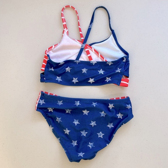 Art Class Kids Swimsuit Red White Blue Bikini Set size Small - Picture 4 of 7